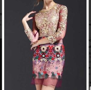 Zeraco purple floral 3/4 sleeve mini dress